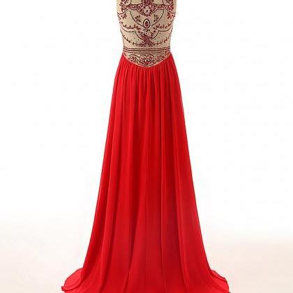 Red Crystals Long Prom Dresses, Cocktail..