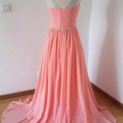 Pink Beaded Long Prom Dresses, Bridesmaid..