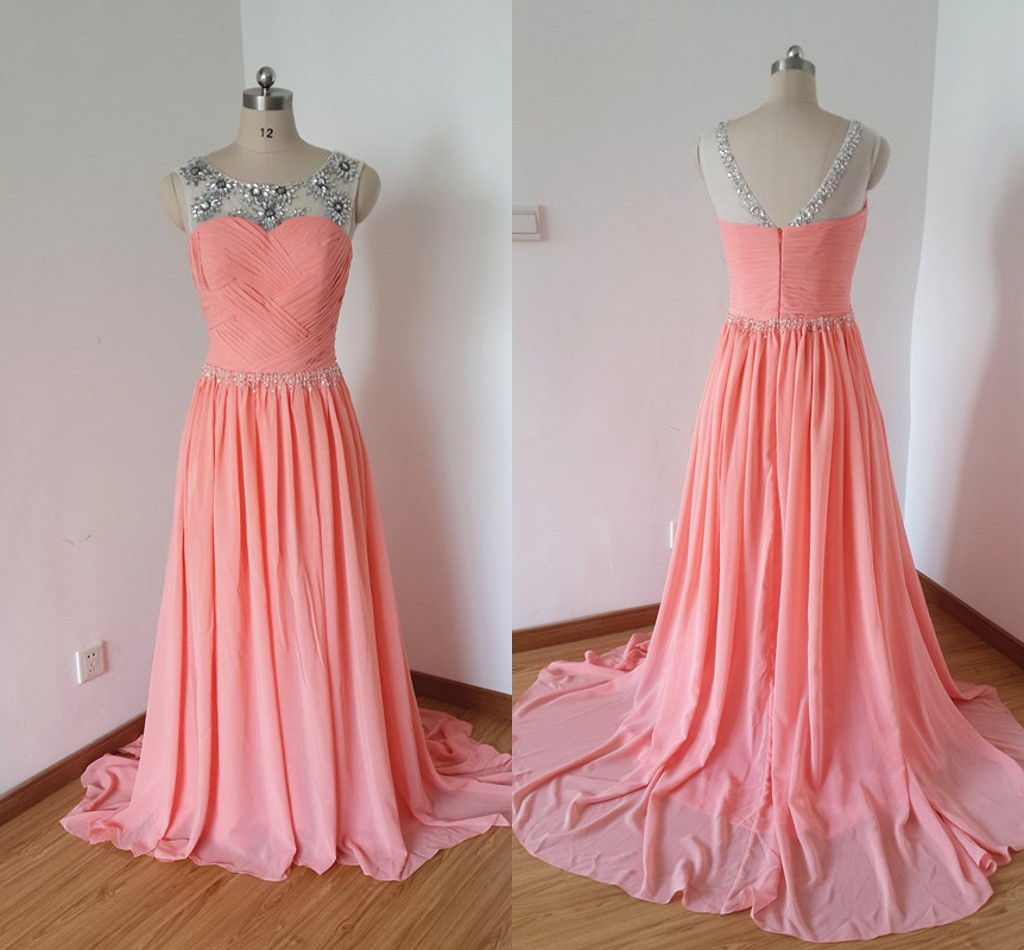 Pink Beaded Long Prom Dresses, Bridesmaid Dresses,open Back Evening Dresses,homecoming Dress, Party Dress, Wedding Party Dresses